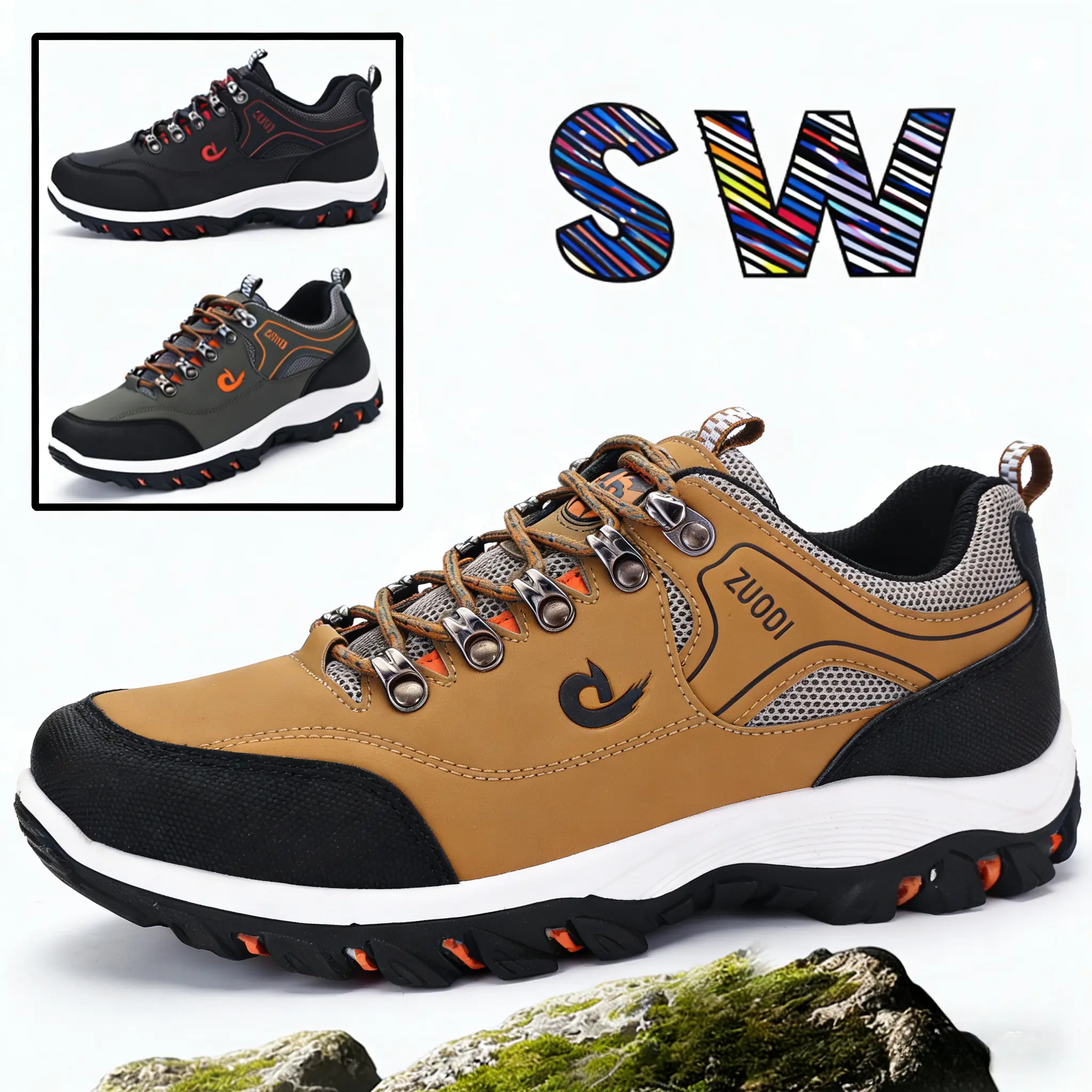 Men's Solid Lace-up Oxfords, Waterproof Low Top Walking Footwear with Non-Slip Rubber Sole for Outdoor Athletic Use, Outdoors, Shoes, Closed, Slip Resistant, Casual, Men's Shoes, Round Toe, Walking Shoes