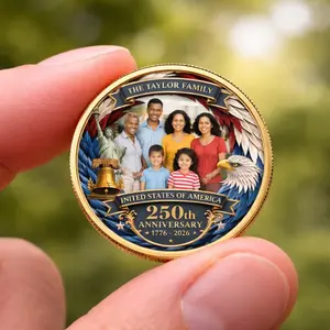 Personalized Family Photo Metal Coin - USA 250th Anniversary