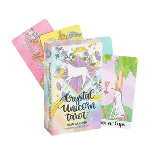 Crystal Unicorn Tarot 78-Card Deck - Pastel Themed Classic Rider-Waite-Smith System Card Game on Matte Paper for Family Game Night, Ages 12+/12 Years Above, Incorporates Amethyst, Rose Quartz, Citrine Energies