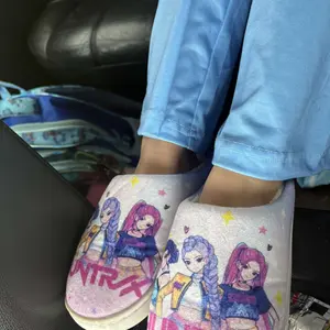 KPOP Demon Hunter Role Printed Slippers,  Unisex-Child Casual Flannel Warm Slippers Easy Slip Kids Slipper for Boys Girls Comfortable Winter House Shoes for Indoor Outdoor(Little Kid/Big Kid)