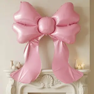 1PC Giant Pink Bow Balloon 69x60 Inch Jumbo Foil Mylar Balloon Oversized Bow Shaped Balloon for Wedding Birthday Bridal Shower Engagement Bachelorette Party Backdrop Decorations