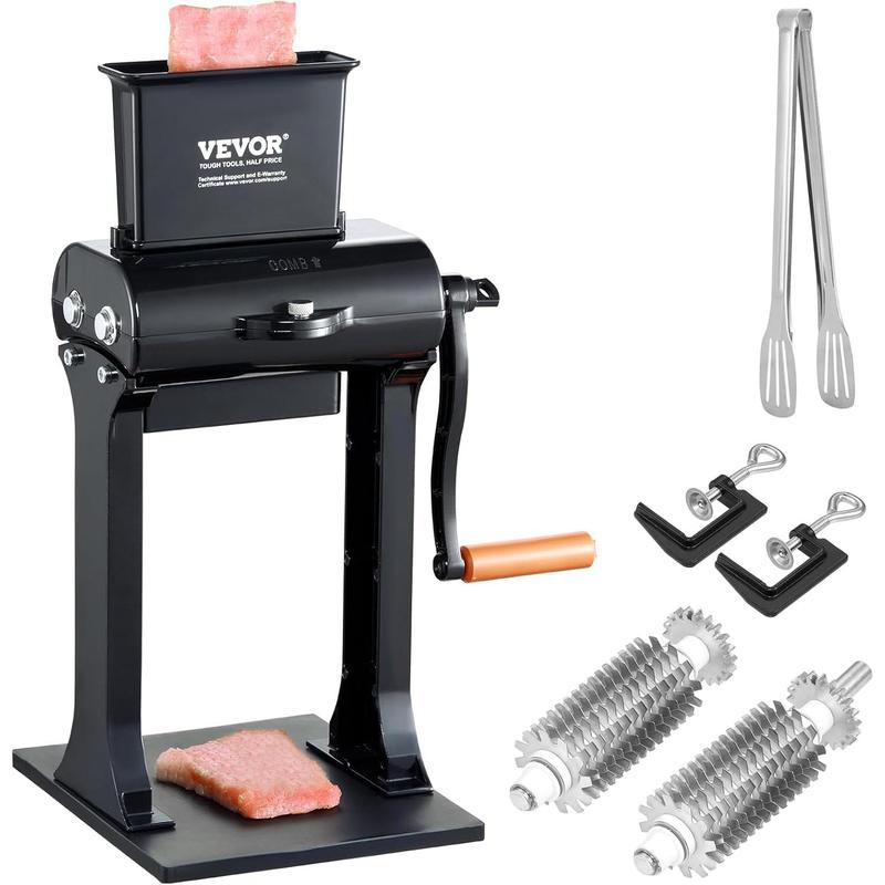 VEVOR Commercial Meat Tenderizer, Heavy Duty Stainless Steel Meat Tenderizer Machine, Quick and Easy Manual Operation Kitchen Tool, 5.8" Feed Port for Beef, Turkey, Chicken, Pork, Steak, and Fish Utensils