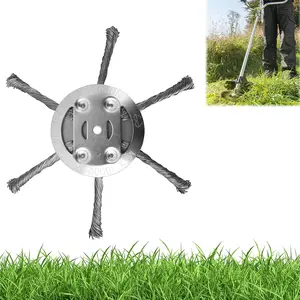 Steel Wire Grass Trimmer Head, 6 Inch String Trimmer Replacement Head, Universal Steel Wire Trimmer Head Replacement-Heavy-Duty Weed Brush Cutter Attachment for Electric & Cordless String Trimmers (1PCS, 6 Blade)