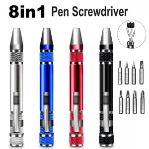 Multifunction 8 in 1 Pocket Precision Mini Screwdriver Pen Mobile Phone Repair Hand Tools Kit Portable Screwdriver Set Bits
