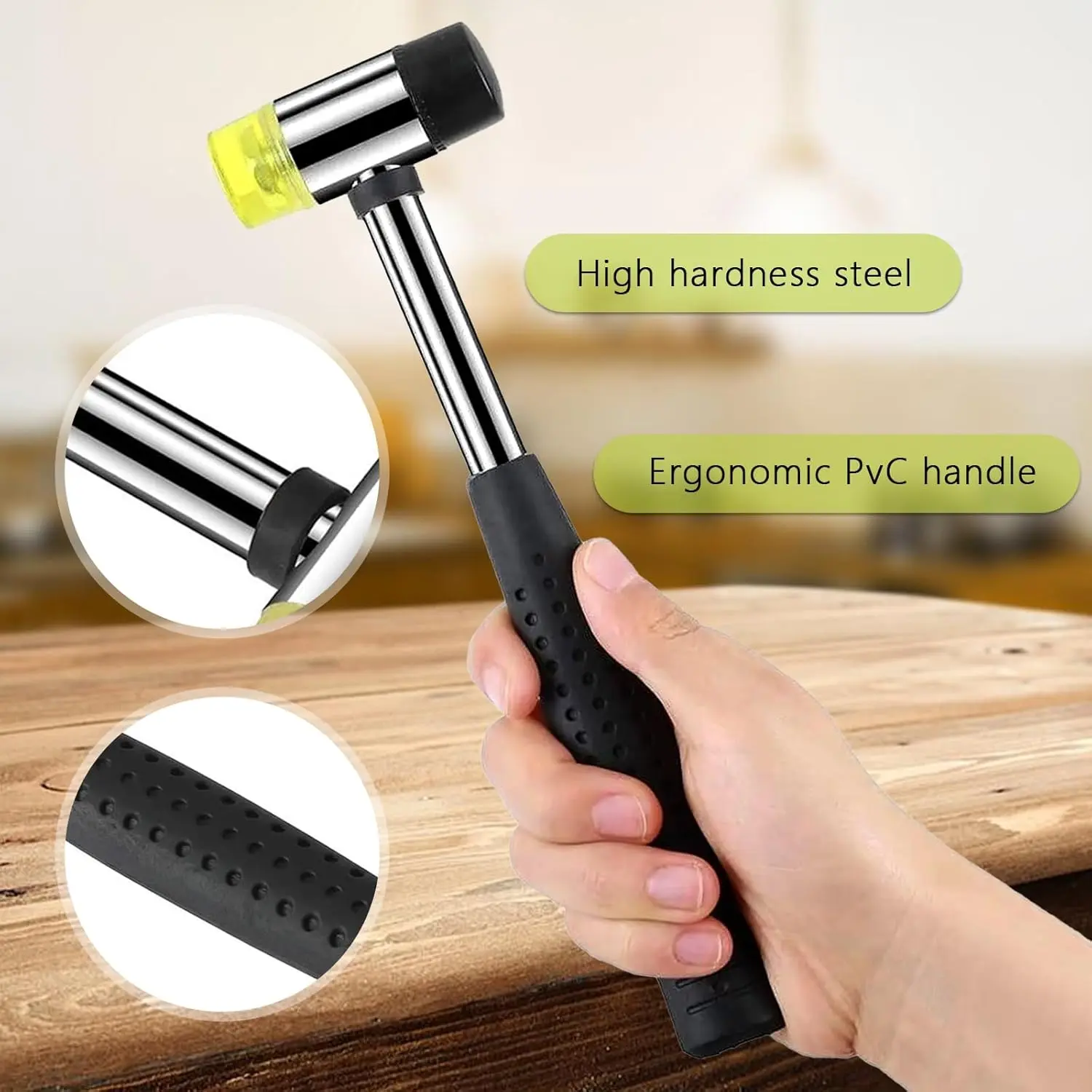 Double-Headed Rubber Hammer for Jewelry Making, Leather Crafts, Woodworking, Floor Installation, Home, Soft Dual-Sided Tool for DIY Projects