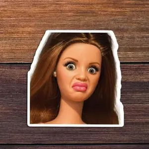 (Set of 2,3,5 pcs) Disgusted Doll Meme Sticker, Funny Reaction Quote Decal, Sassy Attitude Magnet or Sticker for Laptop, Water Bottle