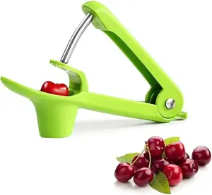 Cherry Pitter Tool, Heavy-Duty Cherry Seed Core Remover, Cherry Pitter Remover Tool with Space-Saving Lock Design, Pit Remover for Cherries (Green)