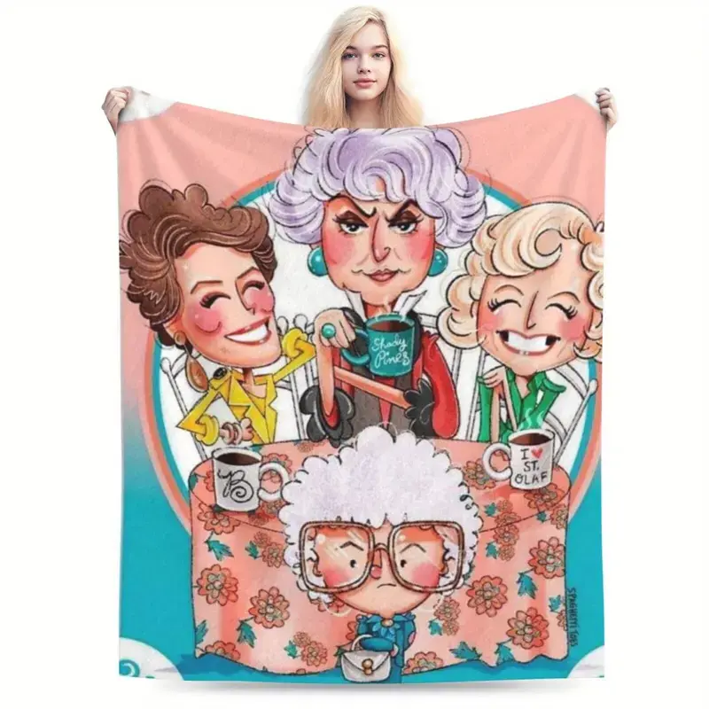 Golden Girls Cartoon Print Blanket Warm Napping Throw for Living Room Office Travel All Seasons Versatile Gift for Children Adults