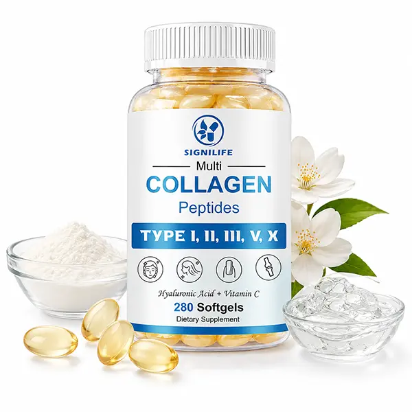 Multi Collagen Peptides Type I II III V X with Hyaluronic Acid, Vitamin C & Biotin, Hydrolyzed Collagen Capsules for Women & Men, Supports Skin Hair Nails, Non-GMO, 280 Softgels