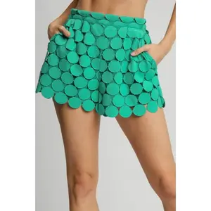 Umgee Full Size Polka Dot Lace Shorts Plus Size