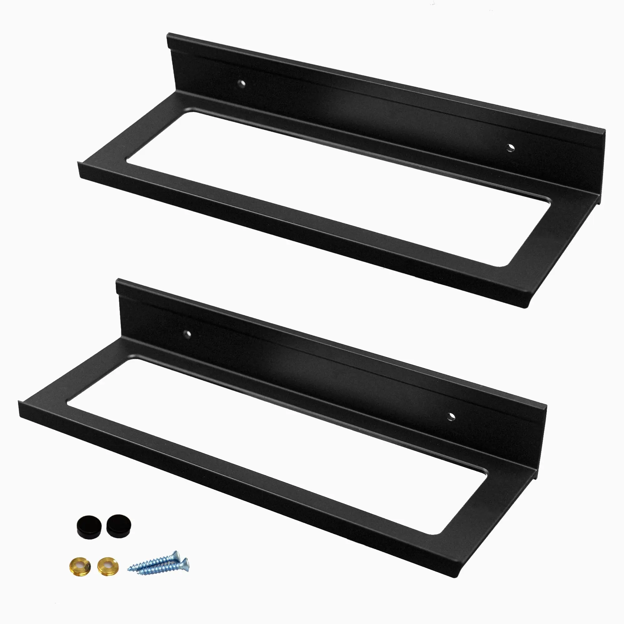Fohfurniture Set of 2 Metal Wine Bottle and Stemware Racks (Black (Bottle Rack))