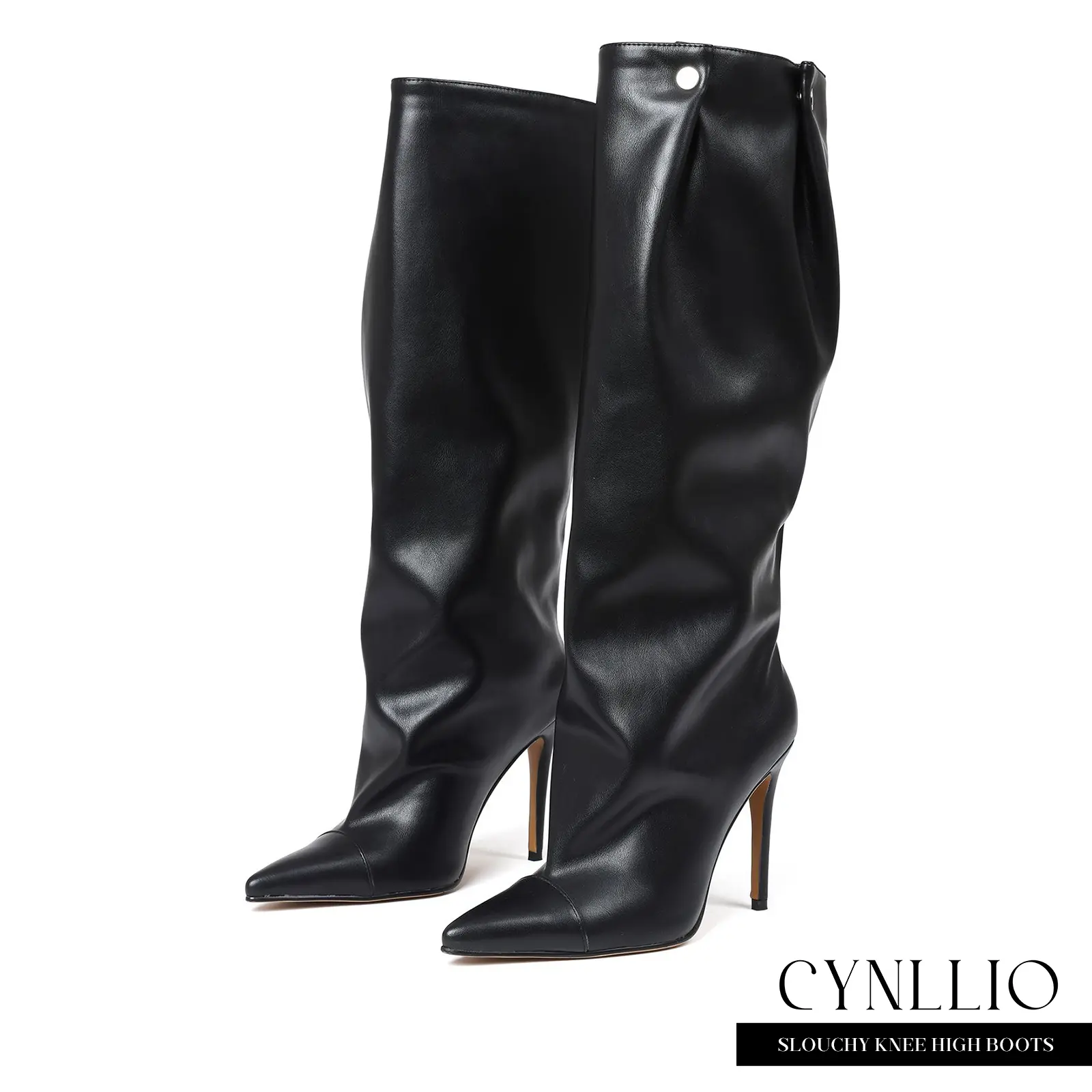 Slouchy Knee High Boots For Womens Pointed Toe Stiletto Heel Pull on Closure Shark Boot Fashionable Snap-off Comfy Outdoor Party Nightclub Event Summer Shoes