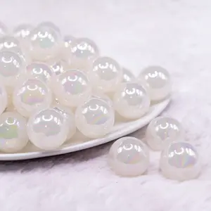 20mm White Jelly AB Acrylic Chunky Bubblegum Beads