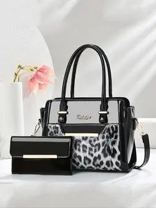 Women's Fashionable Leopard Print Handbag, Casual Versatile Crossbody Bag with Zipper Closure, Trendy All-match Designer Bag for Daily Use, Casual Messenger Bag