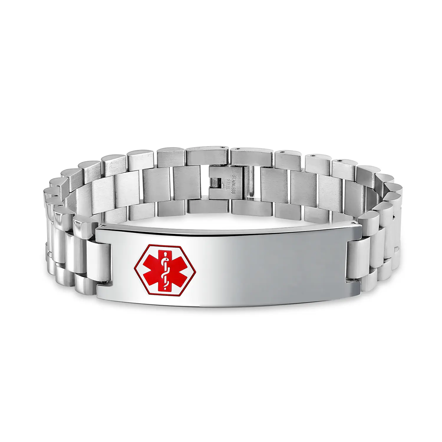 Men's Blank Medical Alert ID Band Panther Link Bracelet Stainless Steel 8"