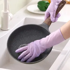 Non-slip Household Cleaning Gloves Purple Nitrile Gloves Waterproof Dish Washing Kitchen Garden Laundry Rubber Gloves Reusable