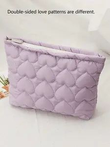 Valentine's Day love sewing cosmetic storage bag, practical and casual everyday joker holding cosmetic bag, niche design daily commuting travel washing cosmetic storage bag, suitable for shopping and dating, Handheld Cosmetic Pouch