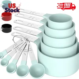 Measuring Cups & Spoons Set for Cooking & Baking (Green)