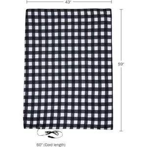 Heated Blanket - 12-Volt Electric Blanket for Car, Truck, SUV, or RV - Portable Winter Car Accessories for Camping or Travel (Black Plaid)| 12-Volt, for Car, Truck, SUV, RV, Camping Essentials, Black Plaid