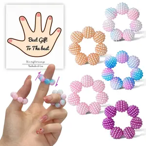 Fidget Ring Finger Massager 5 Pieces Spiky Bead Sensory Toy Adjustable Simple Style for Stress Relief Anxiety Reduction Office School Home Travel Daily Leisure Use