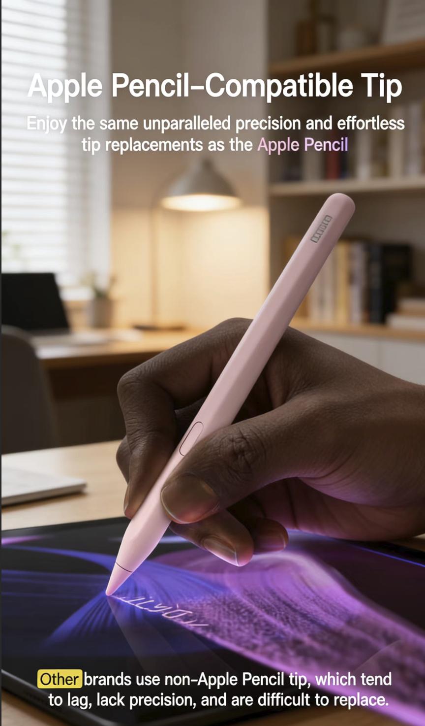 Fast Charging Active Stylus Pen for iPad, Palm Rejection Tilt Sensitivity High Precision Apple Pencil Replacement for iPad Pro/Air/Min  PINK