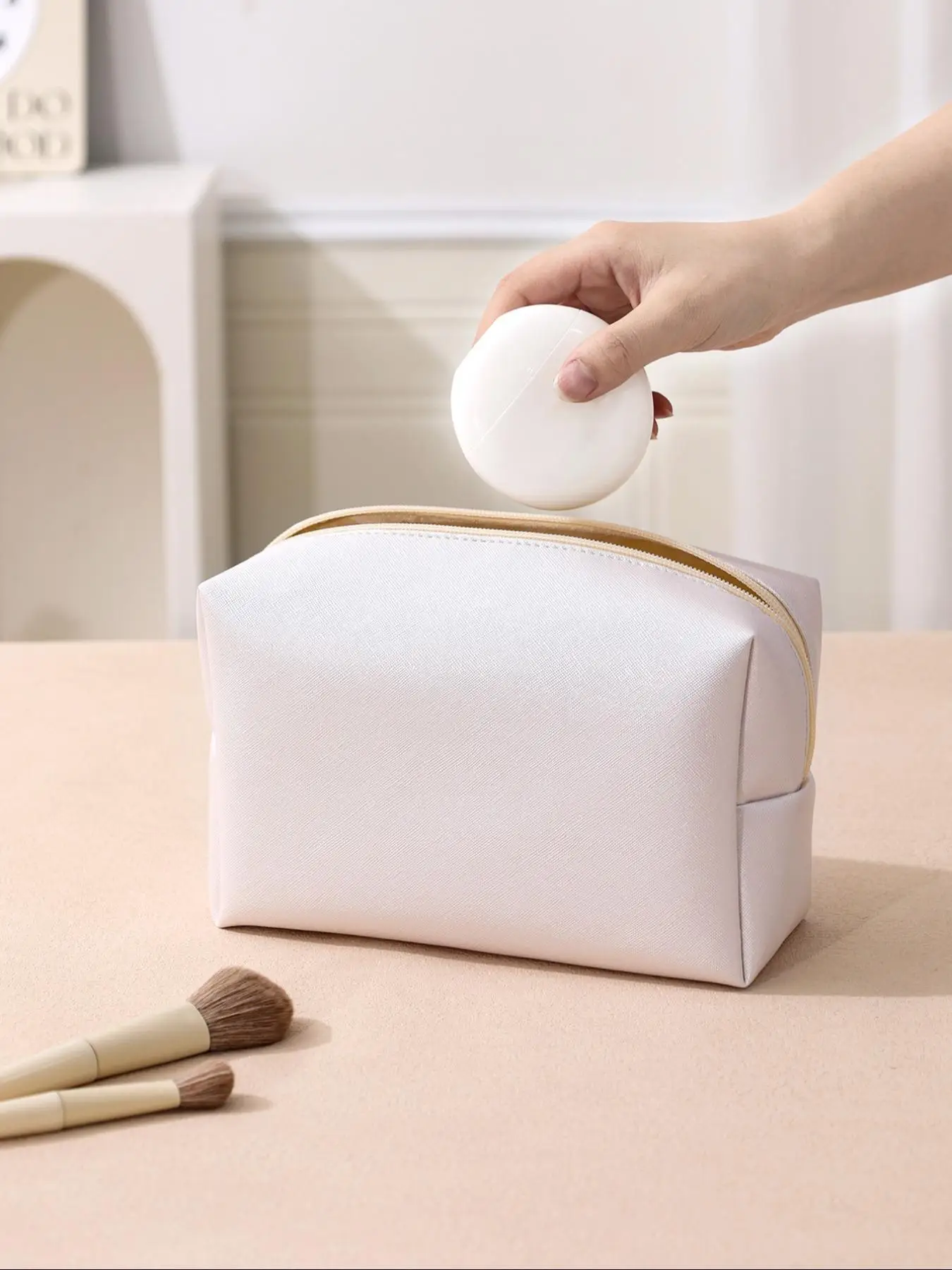 Solid Color Makeup Bag, Portable Travel Cosmetic Storage Bag, Zipper Makeup Organizer Pouch, Versatile Storage Bag for Skincare, Lotion, Cream, Lip Ba