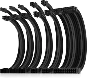 Power  Sleeved  for Power  Extension  Wire Kit 1x24-PIN/ 2x8-PORT (4+4) M/B,3x8-PORT (6+2) PCI-E 30cm Length with Combs(Dual EPS Black-Mix)