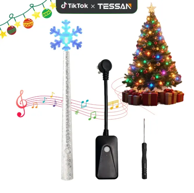 Tessan Christmas Gift Magic Light Wand with Music Wireless Remote Control Outlet for Christmas Tree String Lights & Home Decorations Lights Remote Magic Switch Kit with Music Surprise for Christmas Ornaments
