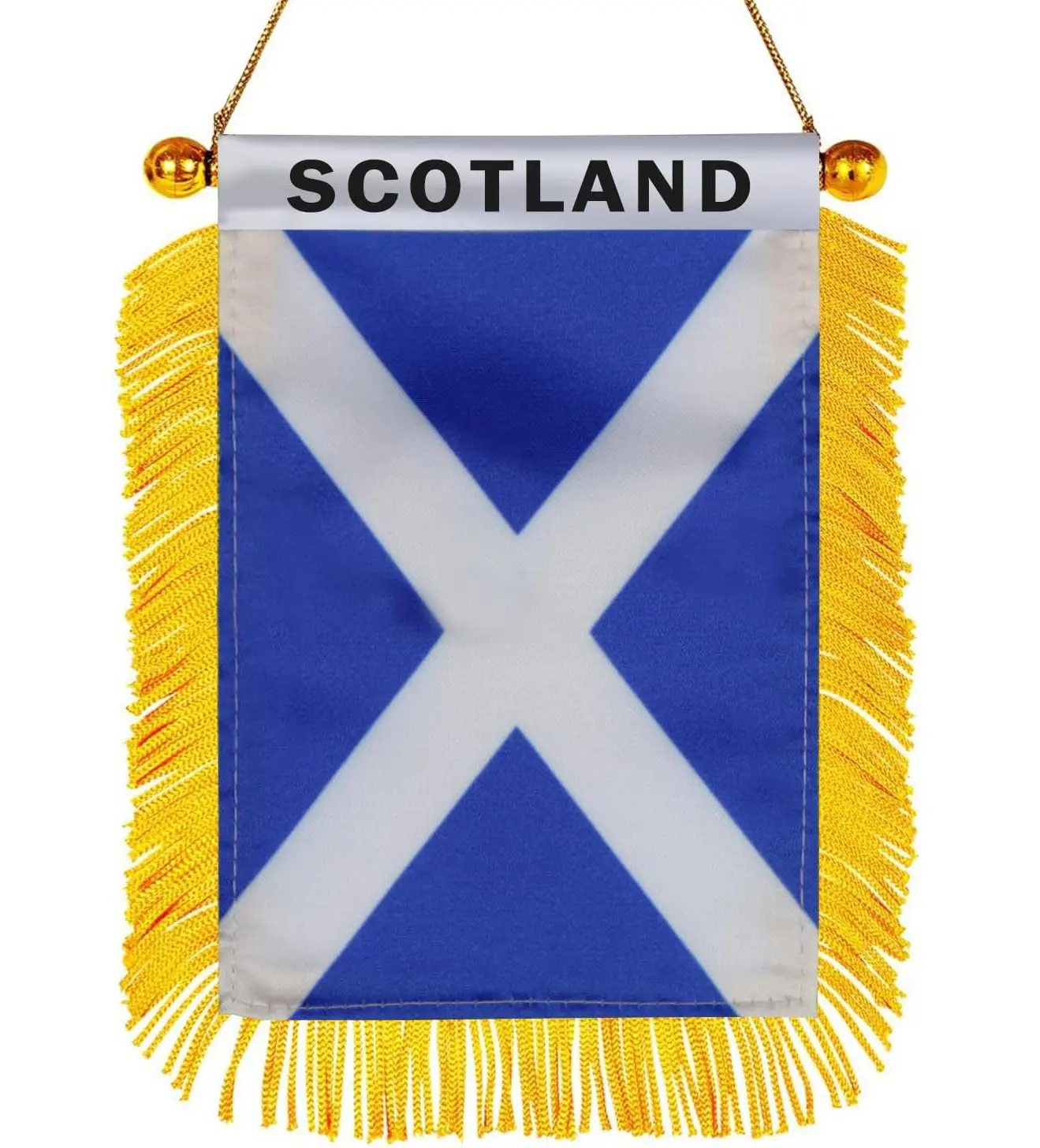 2 Pack-Scotland Fringy Window Hanging Flag -4''x6'' Double sided Small Mini Scottish Flag Banner for Car Rearview Mirror Décor - Scottish Hanging Flag with Suction Cup & Fringy-4x6 ''