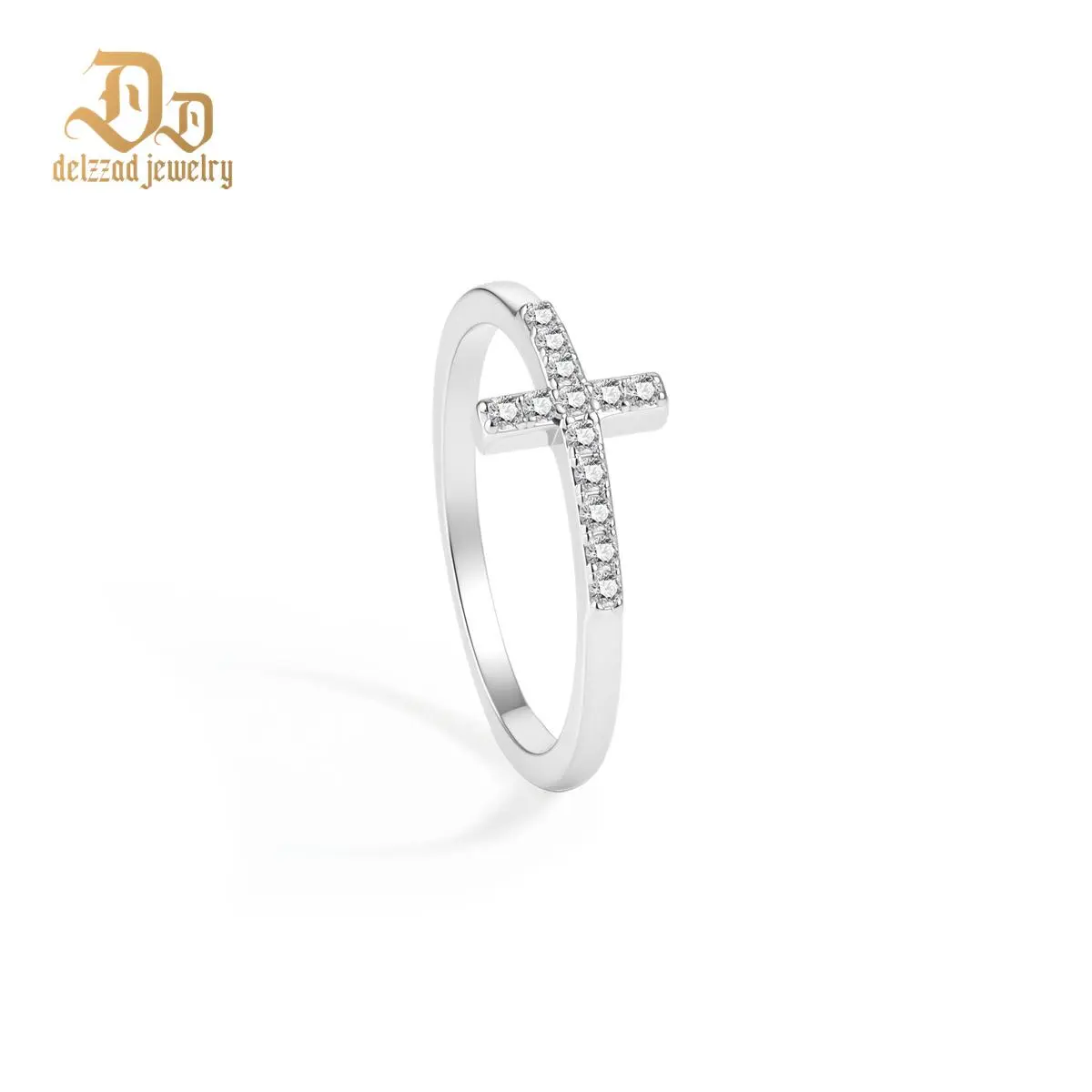 Delzzad S925 0.1ct Cross Ring Eternal Intersection Ring Band for Her Infinity Wedding Band Ring D Color VVS Synthetic Moissanite Ring Jewelry Engagement Ring Perfect Birthday Anniversary Gift