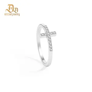 Delzzad S925 0.1ct Cross Ring Eternal Intersection Ring Band for Her Infinity Wedding Band Ring D Color VVS Synthetic Moissanite Ring Jewelry Band Wedding Band Engagement Ring Perfect Birthday Anniversary & Valentine's Day Mother's Day Gifts