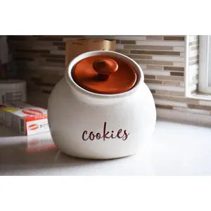 Personalized Round Ceramic Kitchen Cookie Jar with Colored Lid