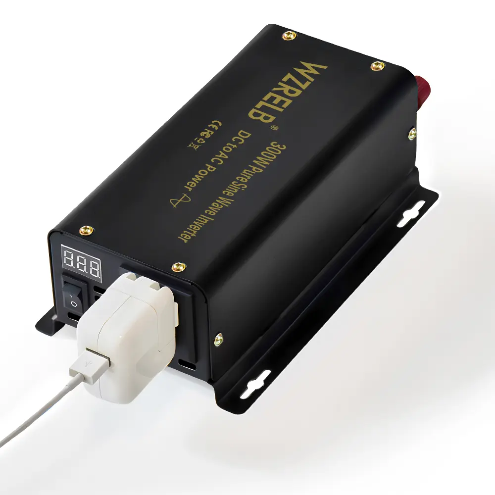 300W Pure Sine Wave Inverter 12V 24V 36V 48V to 120V Power Converter DC to AC Power Inverter 600w peak Car Truck Solar System Off Grid Home Truck RV Emergency Power Safety Overload Protection