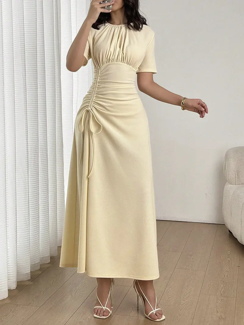 green emerald velvet dress Cream Satin Long Sleeve Maxi Dress