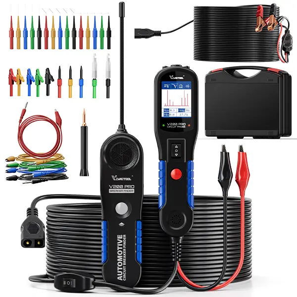 VDIAGTOOL V200 PRO Upgrade Kit - 3-in-1 Power Circuit Probe Diagnostic Tool, 12/24V AC/DC Voltage Tester with 30PCS Back Probe Kit & 40ft Cable, Car Battery Relay Tester for Boats/RVs, Ideal for DIY Enthusiasts, Father's Day Gift