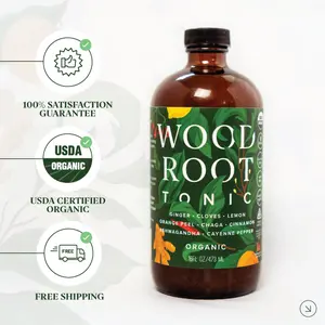 Woodroot Tonic Gut Health Shot | Apple Cider Vinegar, Ginger, Ashwagandha & Chaga | Supports Digestion, Bloating Relief & Daily Wellness