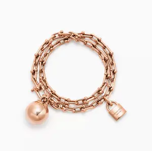 Pre-owned Tiffany HardWear Small Wrap Bracelet in Rose Gold (with receipt)
