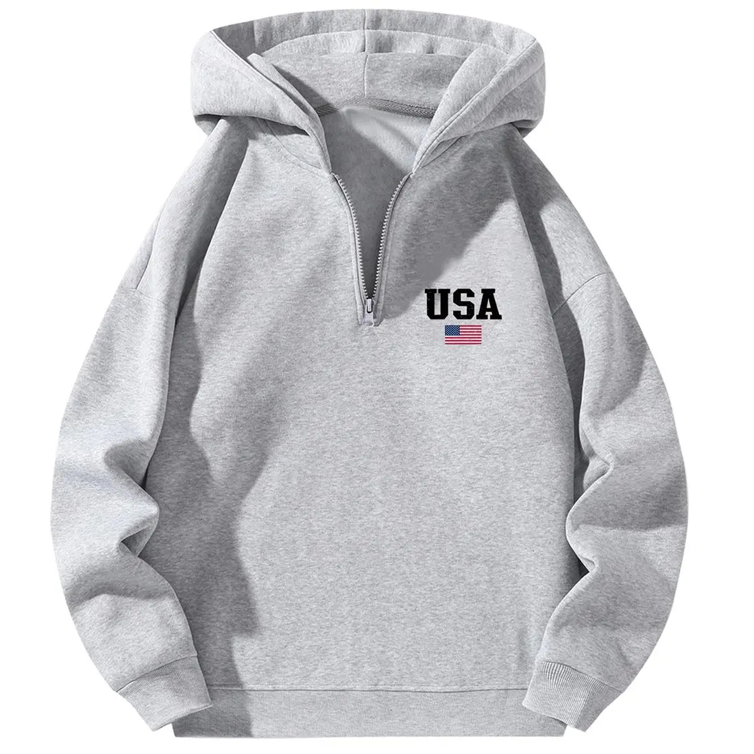 New York Graphic Hoodie, Unisex Loose-Fit Streetwear Half-Zip Sweatshirt, Thick Long Sleeve Pullover for Outdoor Fashion Wear