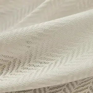 1pc White Hollow Herringbone Sheer Curtain - High-Density Breathable Rod-Pocket, Fits Various Windows, Light-Filtering & Softens Light, Durable Stylish Sheer for Living Room/Bedroom