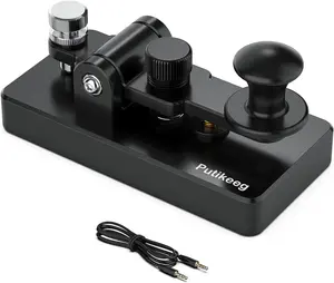 Classical Morse Mini Code Key Morse Code Paddle Key Aluminum Alloy Mini-Key Morse CW Portable Key Morse Practice Key Black
