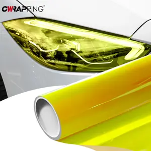 Car Chameleon Light Headlight Taillight Tint Vinyl Film Lamp Film Sticker Sheet Color-Changing Yellow Glossy Rear Fog Stickers