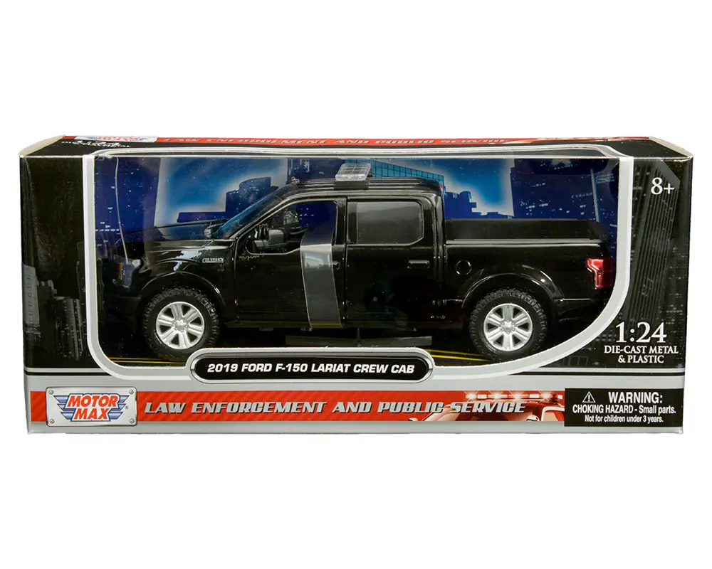 Motormax 1:24 2019 Ford F-150 Lariat Crew Cab with Lightbar Law Enforcement and Public Service Diecast Model Car