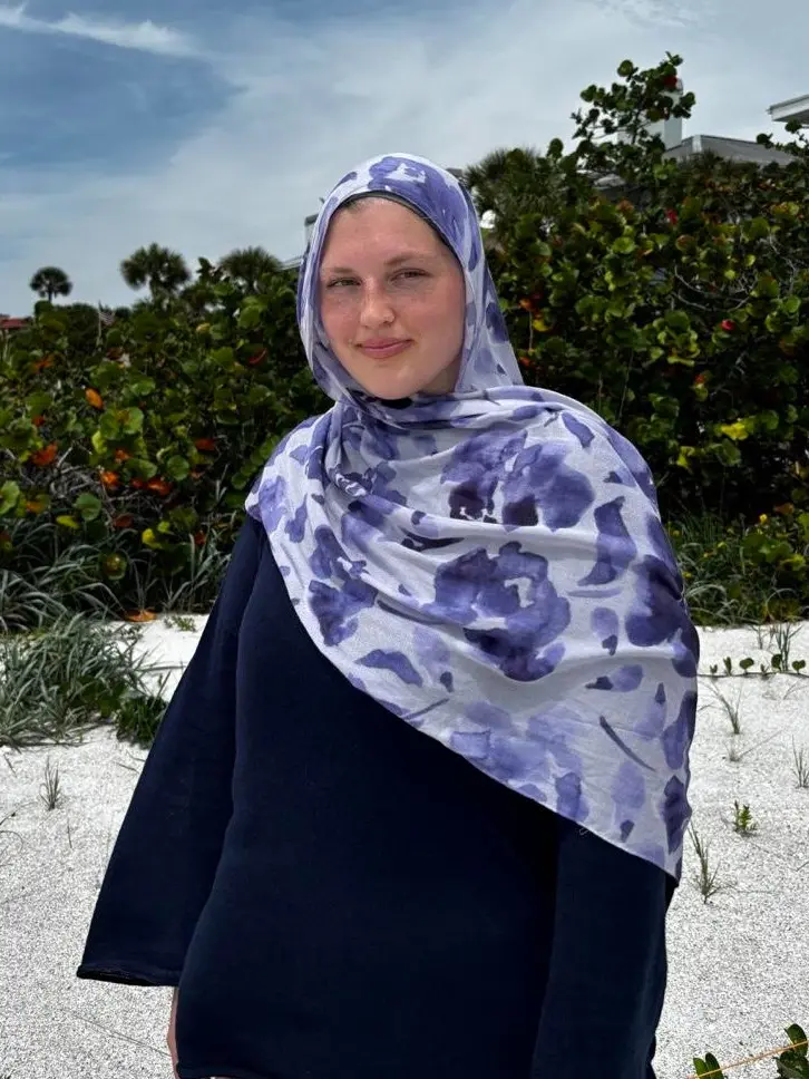 Lavender Bloom Modal Hijab, Artistic All-Seasons Hijab, Breathable Modest Fashion Scarf, Hand Wash Only, Limited Quantity, Women