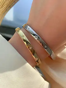 Vintage Cubic Zirconia Decorated Bangle, Fashionable Adjustable Bangle for Women & Girls, Trendy All-match & Exquisite Jewelry for Birthday Gift, Exquisite Trendy Bracelet