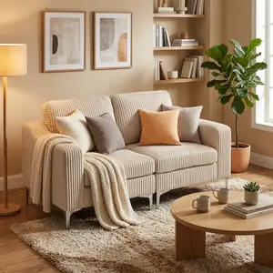 Modular Sectional Couch 2 Seater, Corduroy Sofa for Small Space, Deep Seat Comfortable Couch, Easy Assembly, Modern Living Room Furniture, Sofá seccional modular de 2 plazas