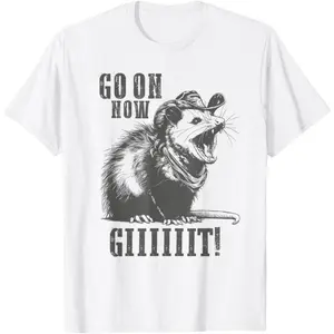 Vintage Cowboy Opossum Shirt - Go On Now Git Western Opossum T-ShirtFashion 	   Unisex T-shirts M-5XL
