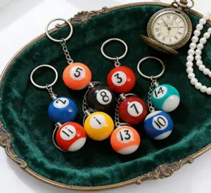 Random Number Billiard Ball Keychain, Mini Pool Ball Shaped Keyring, Novelty Accessory for Key, Bag & Car Decoration