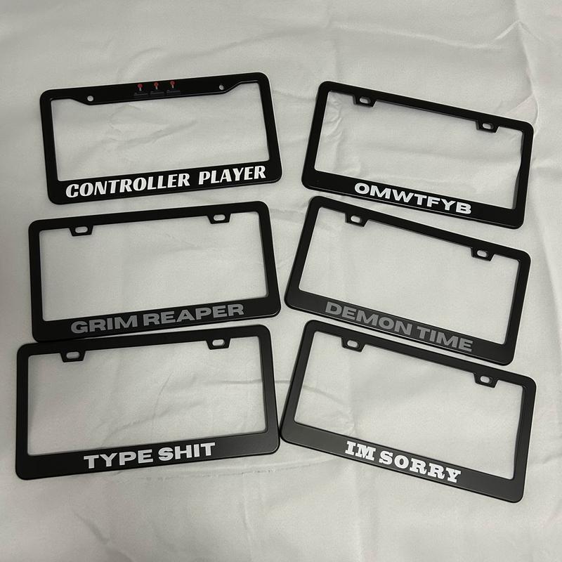 Universal License Plate Frames with Fast Shipping on $19.99 each price select a one frame and order it with its name for Cars and Trucks Fits dodge, Lamborghini, corvette, AMG, Multiple Designs Available