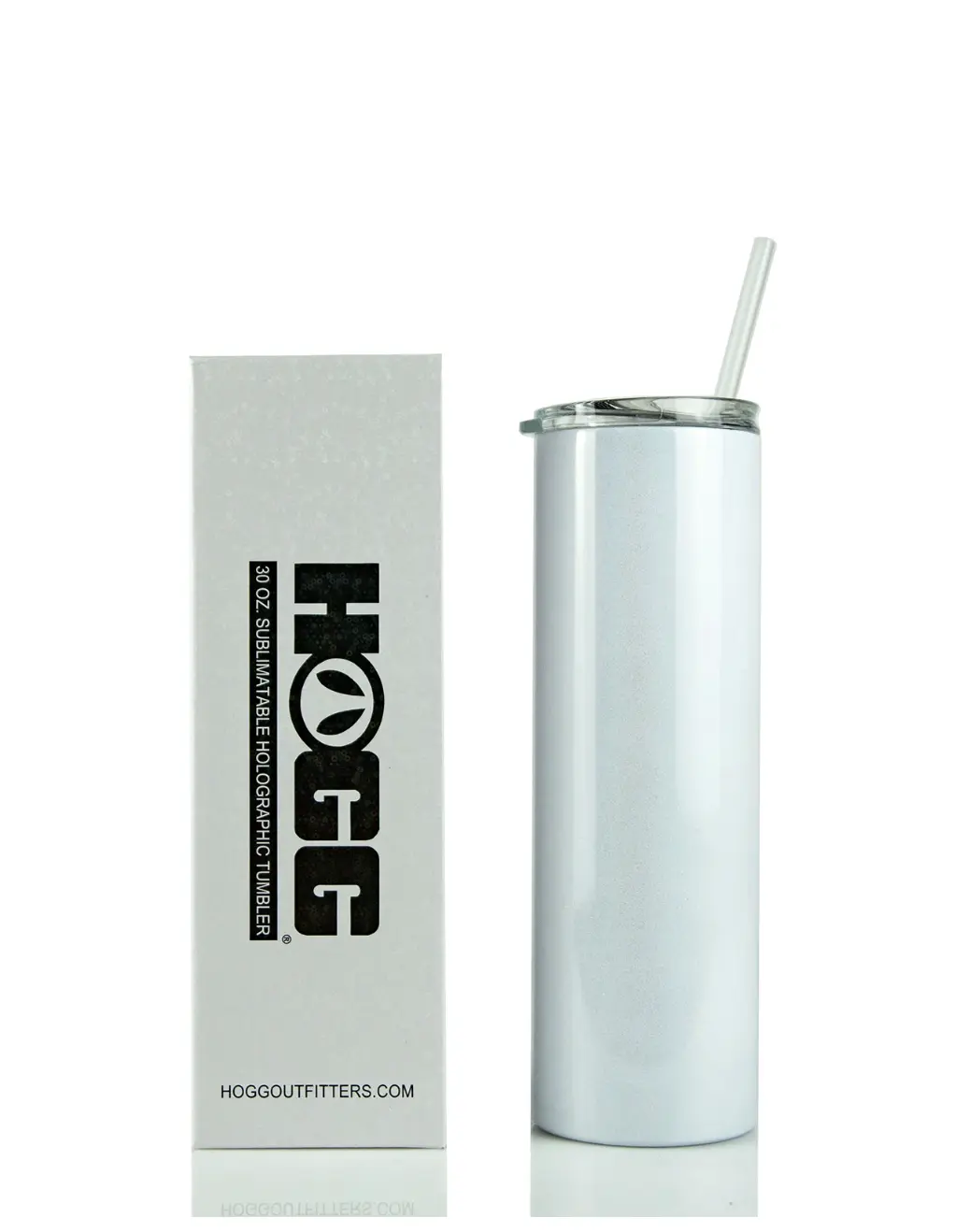 HOGG 30 oz Sublimatable Holographic Tumbler Double-Wall Stainless Steel Vacuum-Insulated with Clear Lid & Plastic Straw BPA-Free