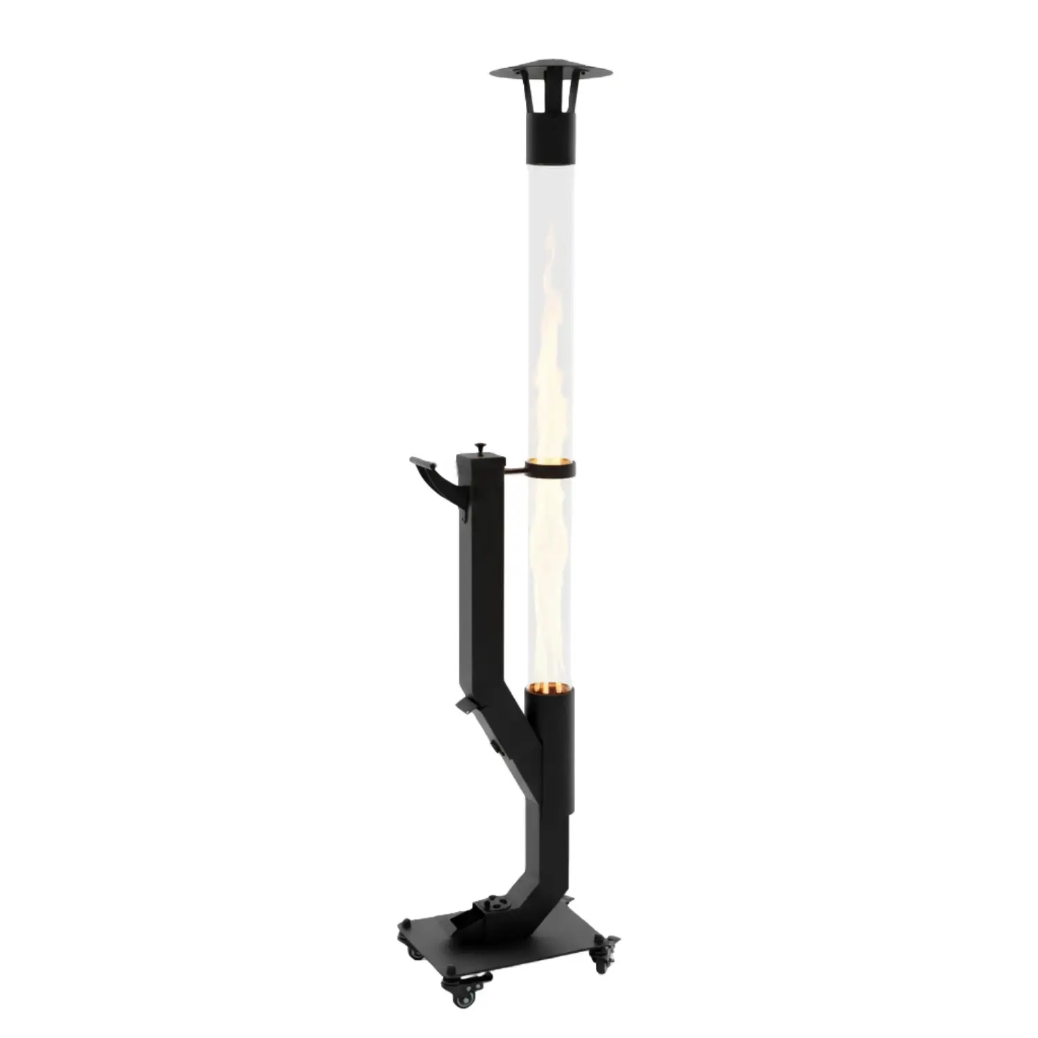 64 Inch Pellet Fire Feature with Vertical Flame Modern Steel Patio Flame Column for Ambience & Atmosphere Portable Decorative Fire for Backyard Garden Camping & Parties
